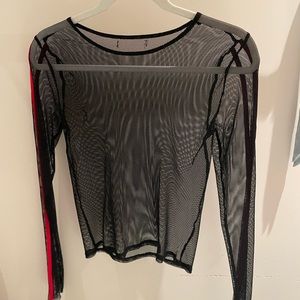 Forever 21 mesh top with double bright red stripes